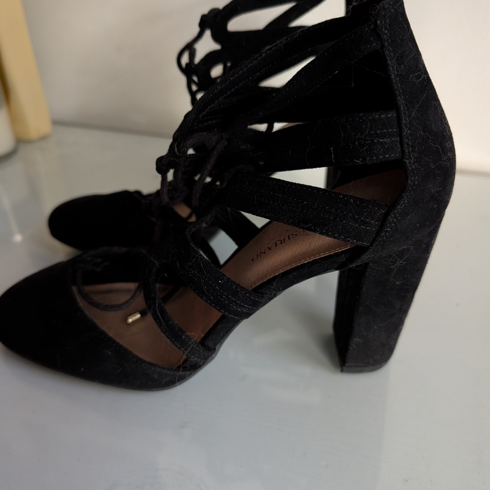 Christian Siriano Black Lace-Up Heels